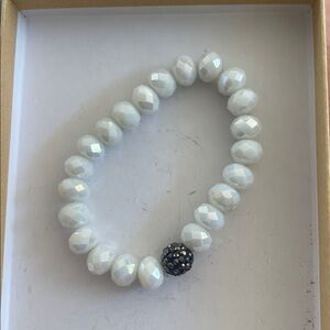 White/Blue Gray Beaded Bracelet